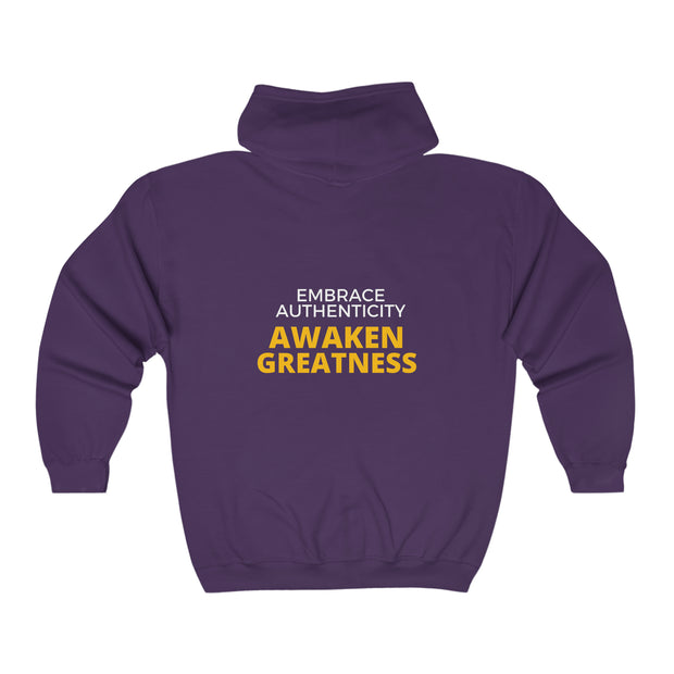 Embrace Authenticity Awaken Greatness Unisex Heavy Blend™ Full Zip Hooded Sweatshirt